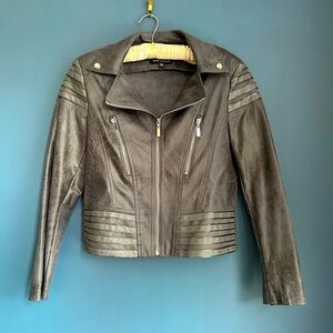 Structured soft, suede Moto jacket, never worn. Size 6.
